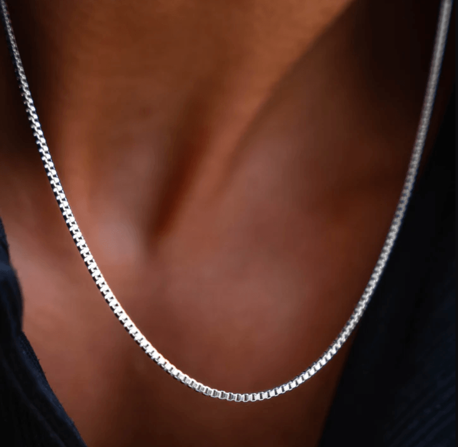 Silver Box Chain Necklace – Gleem & Co