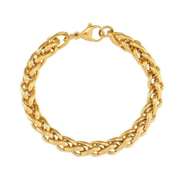 18k Yellow Gold Over Bronze Wheat Link Bracelet 7.75 inch - BEC500 | JTV.com