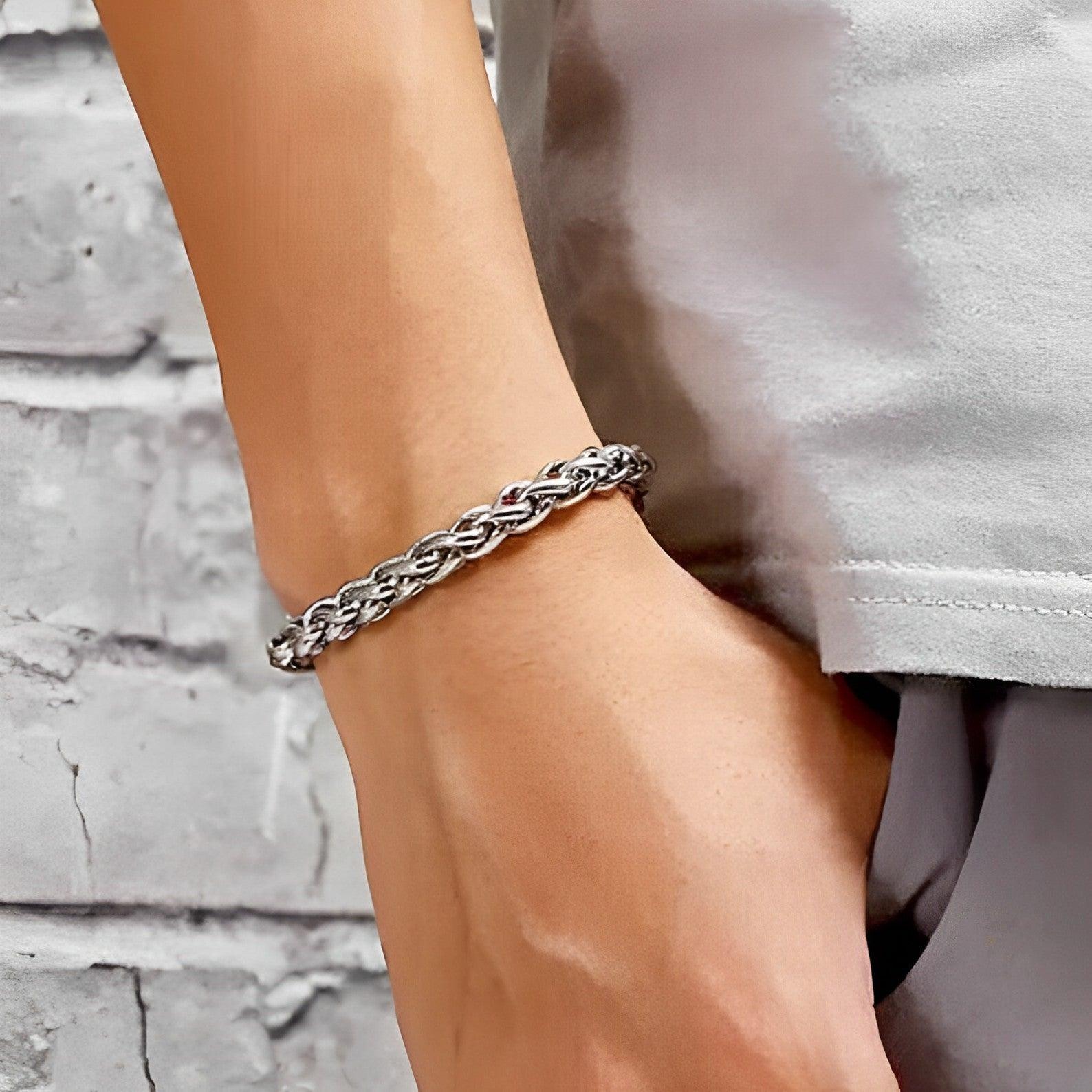 Silver store wheat bracelet